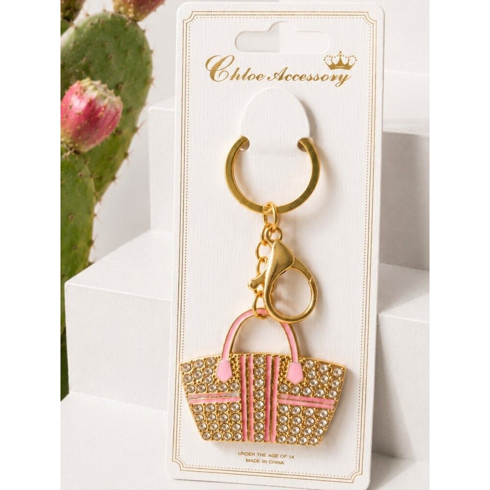 Women's Keychain Bag Charm Purse Accessory PINK Bling